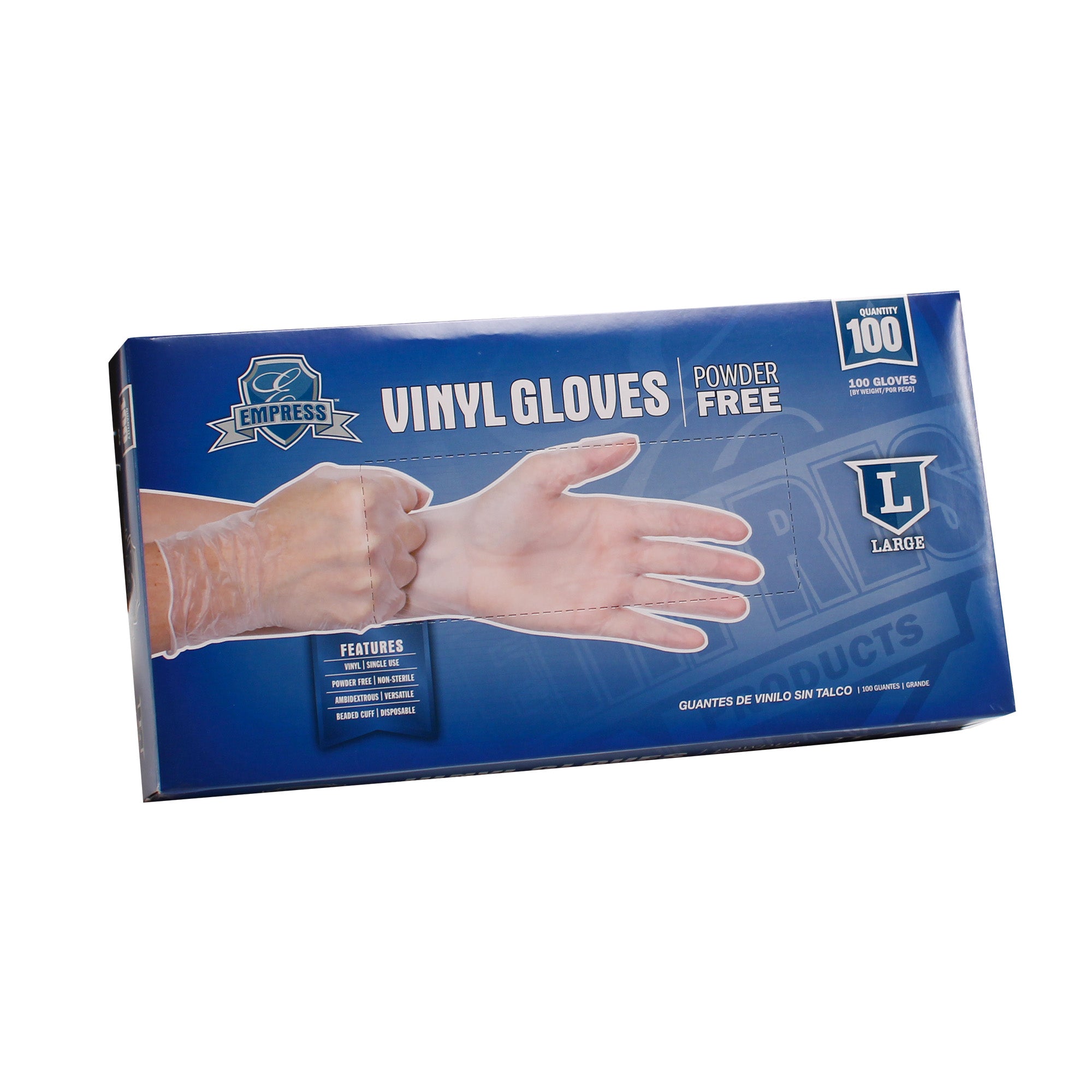 Empress EVPFL4003 Large Clear Powder-Free Vinyl Gloves