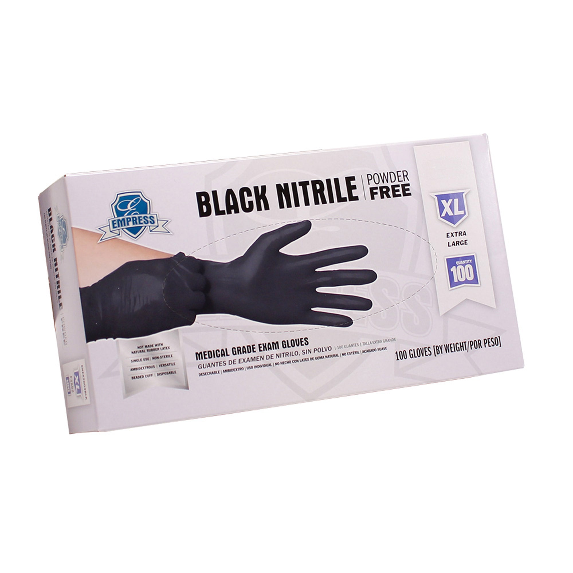 Empress ENGPPFXL2004BLK Extra-Large Black Powder-Free Nitrile Gloves