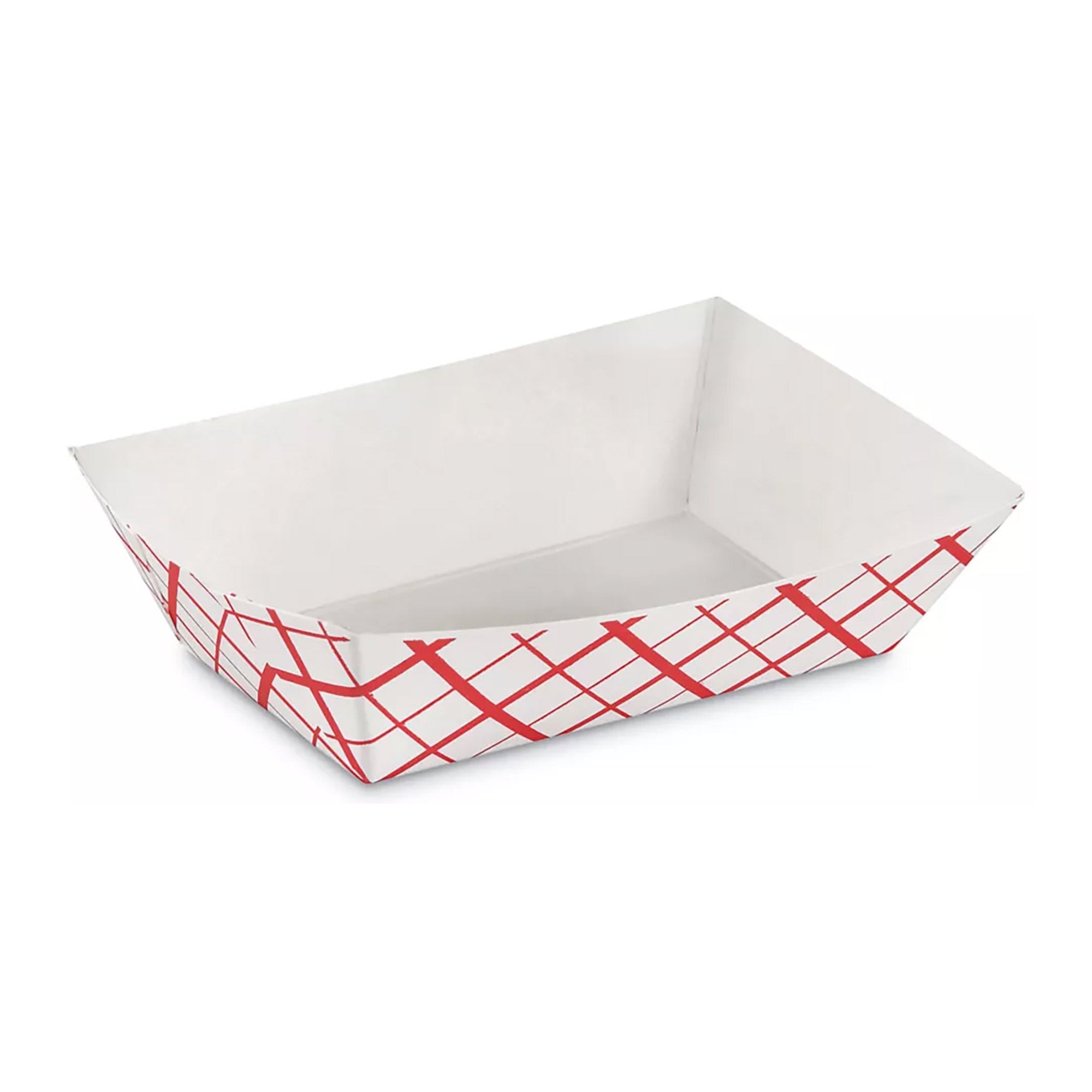 #500 5 Lb. Red Plaid Design Paper Food Tray – Sold 500 Trays per Case | Gator Chef Restaurant Equipment & Kitchen Supplies