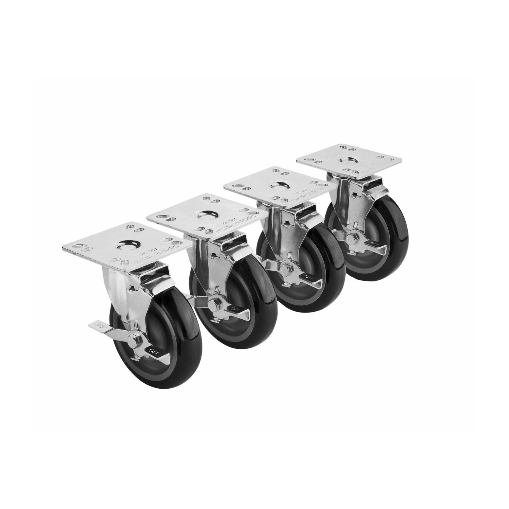 Krowne 5" Universal Swivel Plate Casters with Brakes Set (Krowne Metal 28-111S)