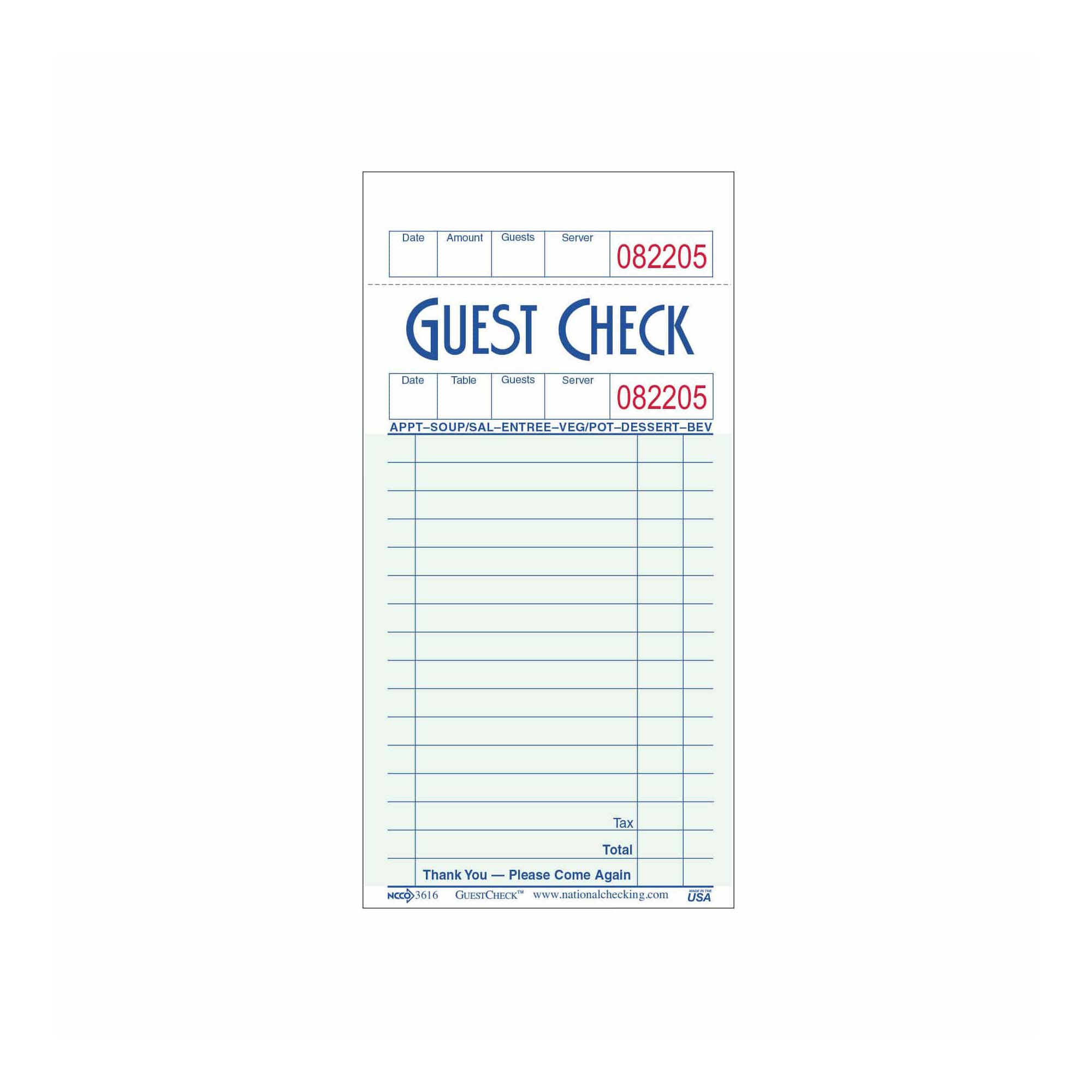 National Checking Restaurant Guest Checks (G3616SP)