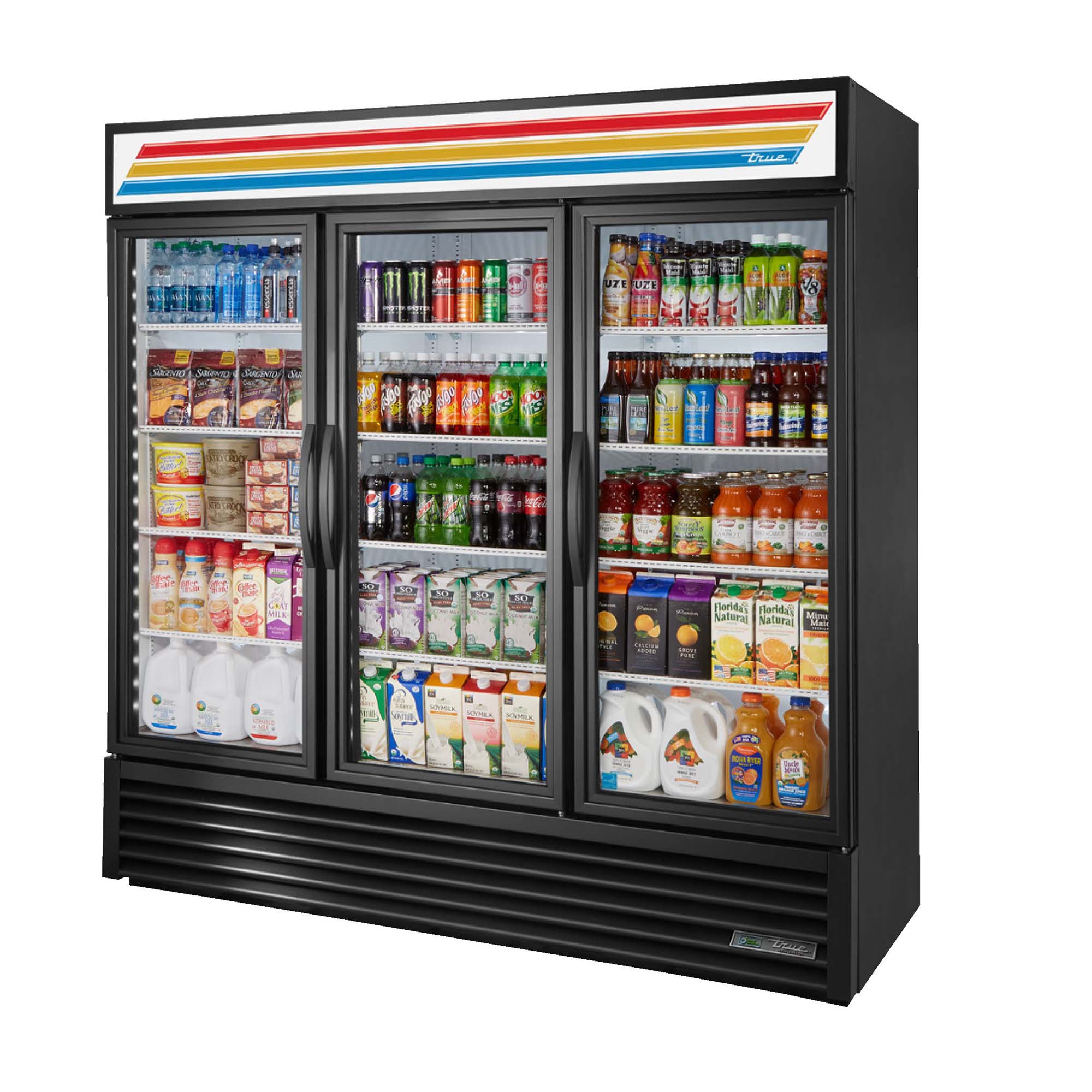 3-Section Glass Swing-Door Refrigerator Merchandiser True Mfg GDM-72-HC~TSL01