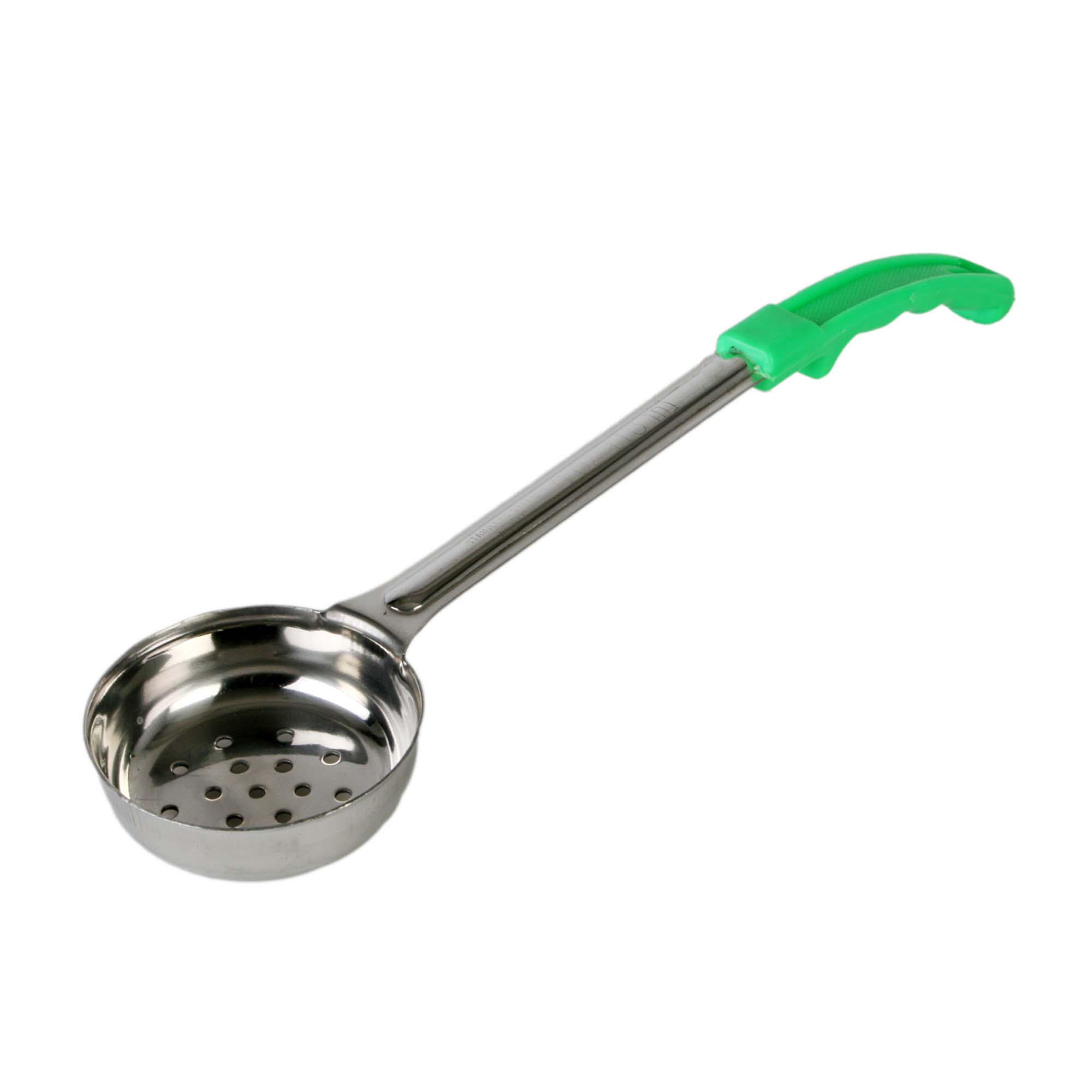Thunder Group Green Stainless Steel 4 Oz. Perforated Portion Control Spoon (Thunder Group SLLD104PA)