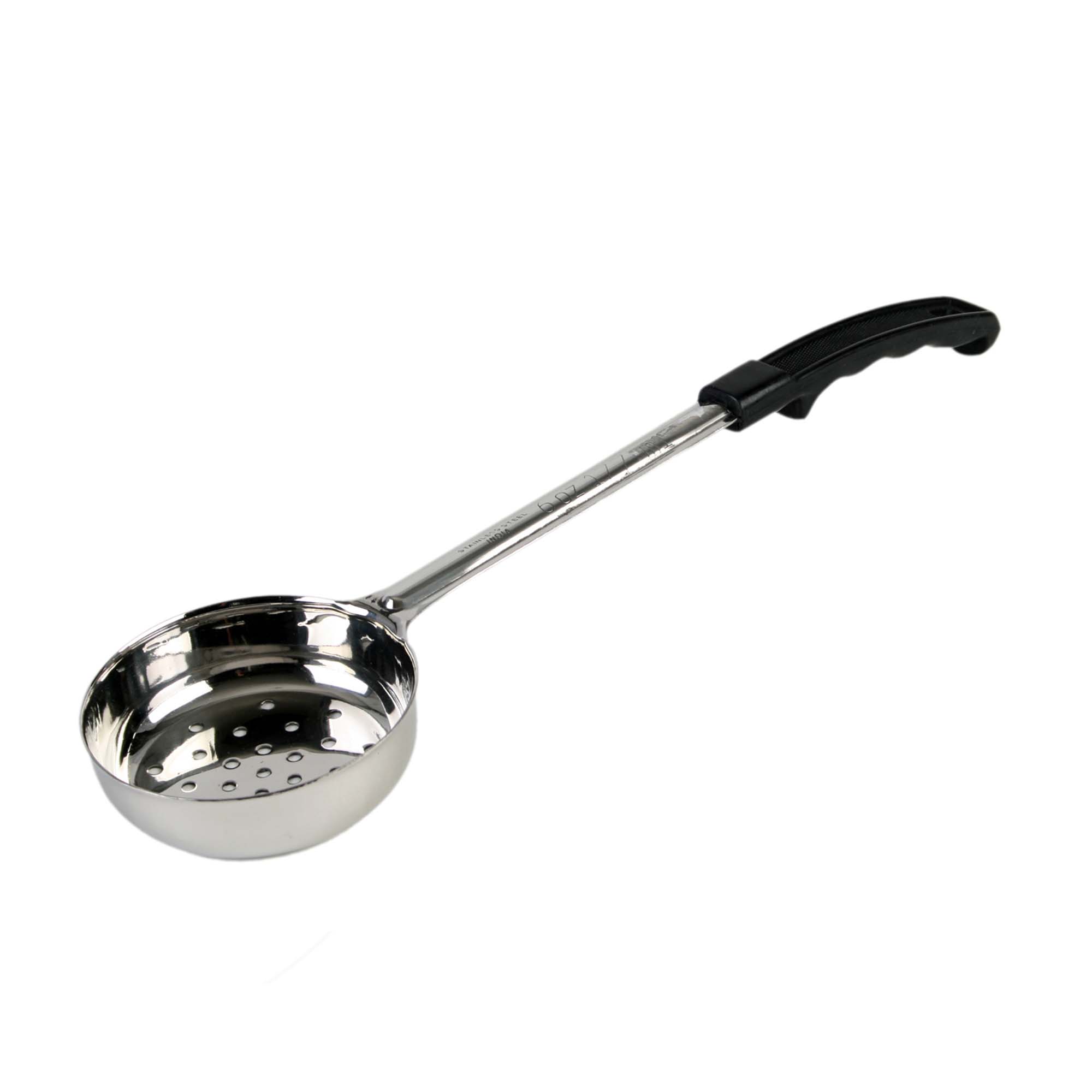 Thunder Group Black Stainless Steel 6 Oz. Perforated Portion Control Spoon (Thunder Group SLLD106PA)