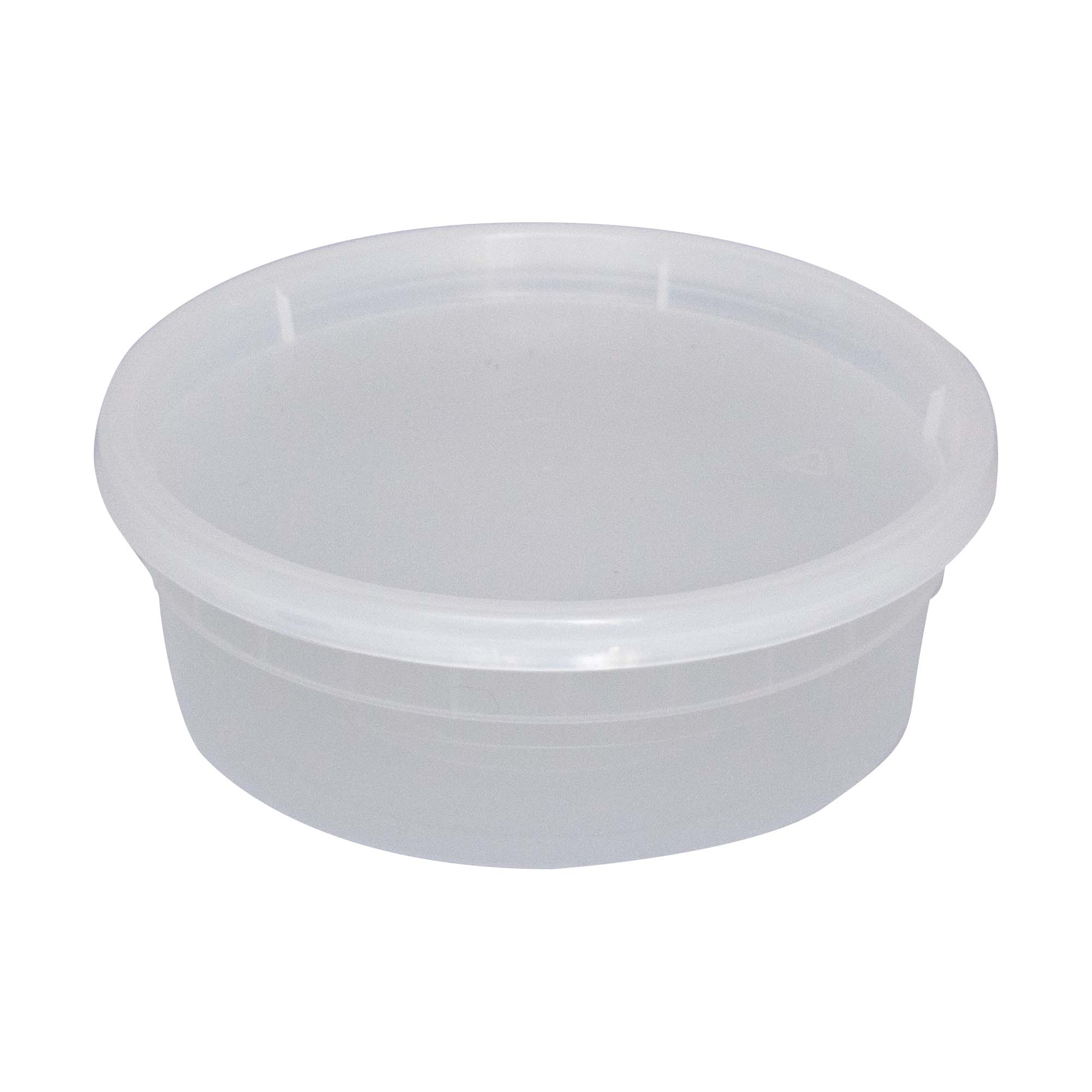 8 Oz Plastic Deli and Soup Container with Lid White Translucent -TG-PC-12 | Sold By Gator Chef