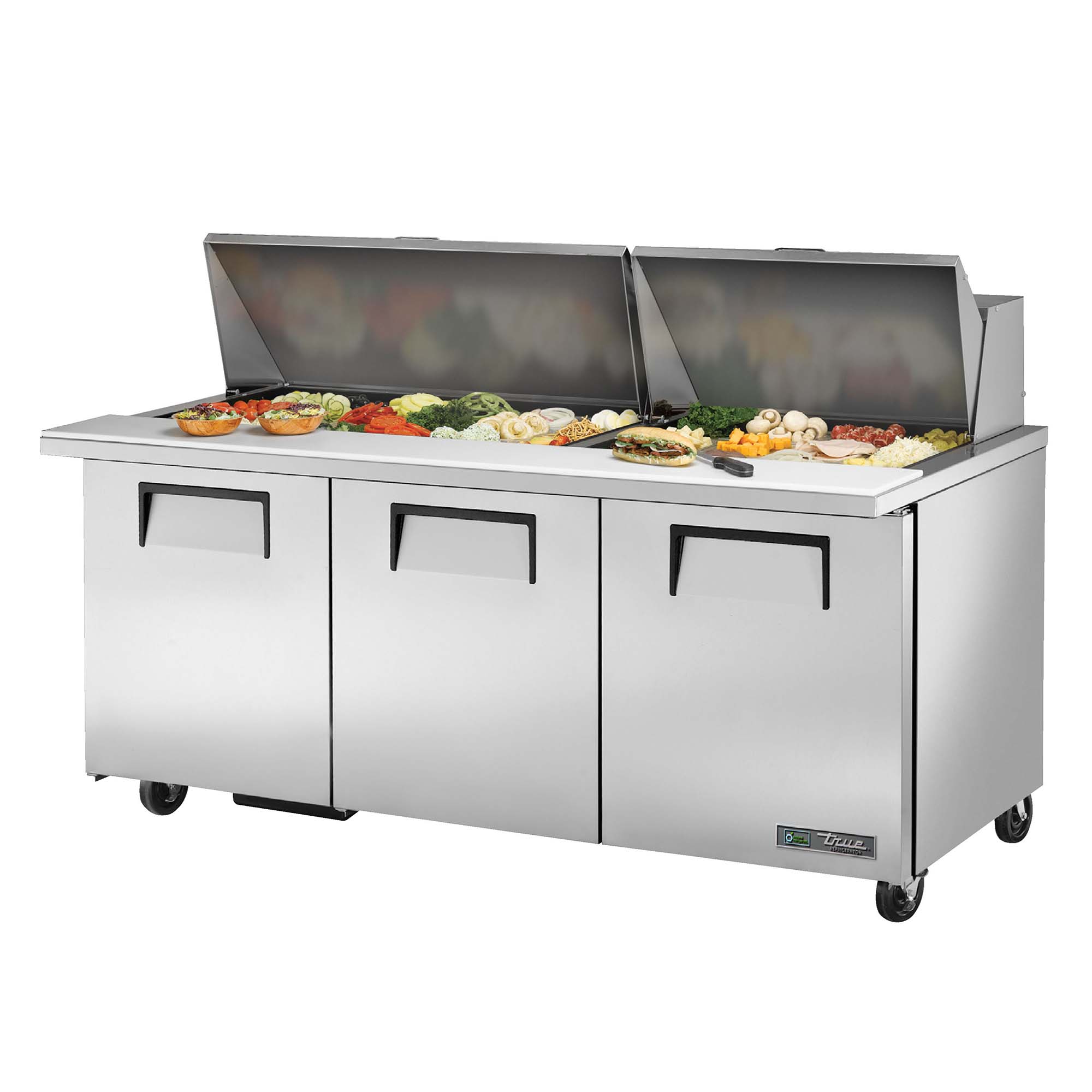 True 72" Mega-Top Refrigerated Salad/Sandwich Prep Table True Mfg TSSU-72-30M-B-ST-HC