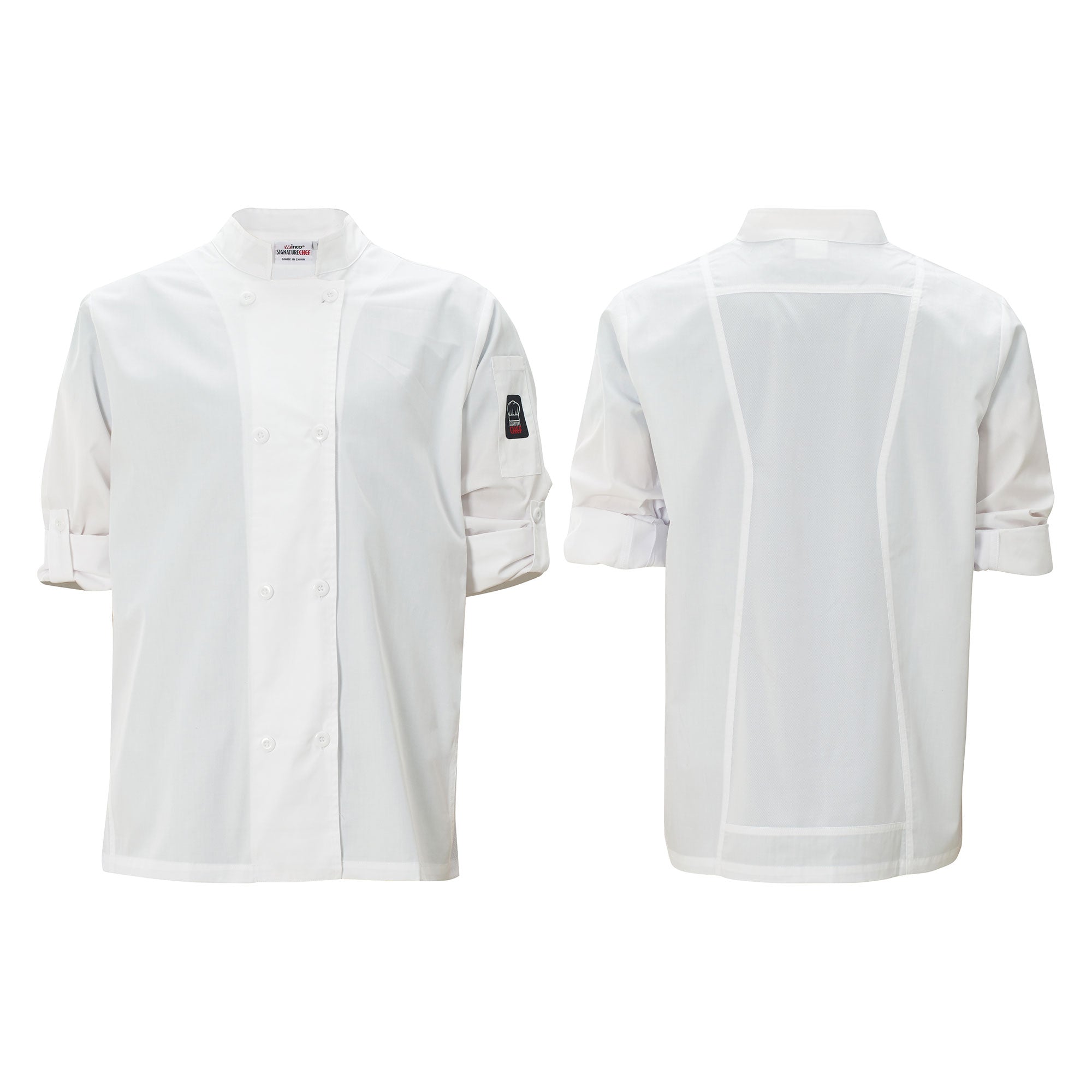 Signature Chef Tapered Fit Ventilated Chef Jacket, White, Extra Large (Winco UNF-12WXL)